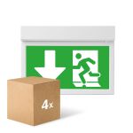 Confezione Multipack 4x Noxion LED Cartello Uscita Di Emergenza | Wall/A Soffitto | 3.5W 20lm | 30m Distanza di visione - Emergenza 3H - Incl. 4 Direzioni
